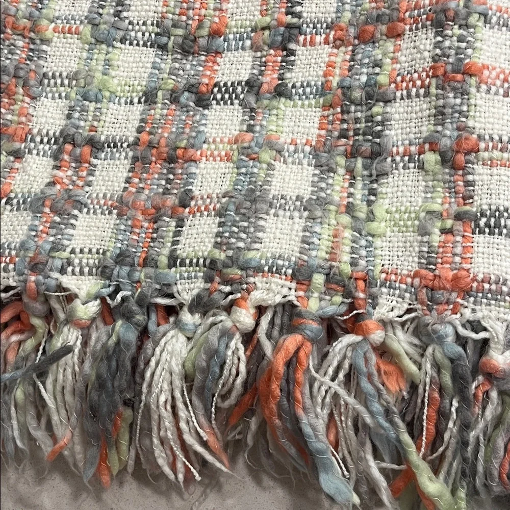 Cynthia Rowley Orange and Gray Plaid Throw Blanket